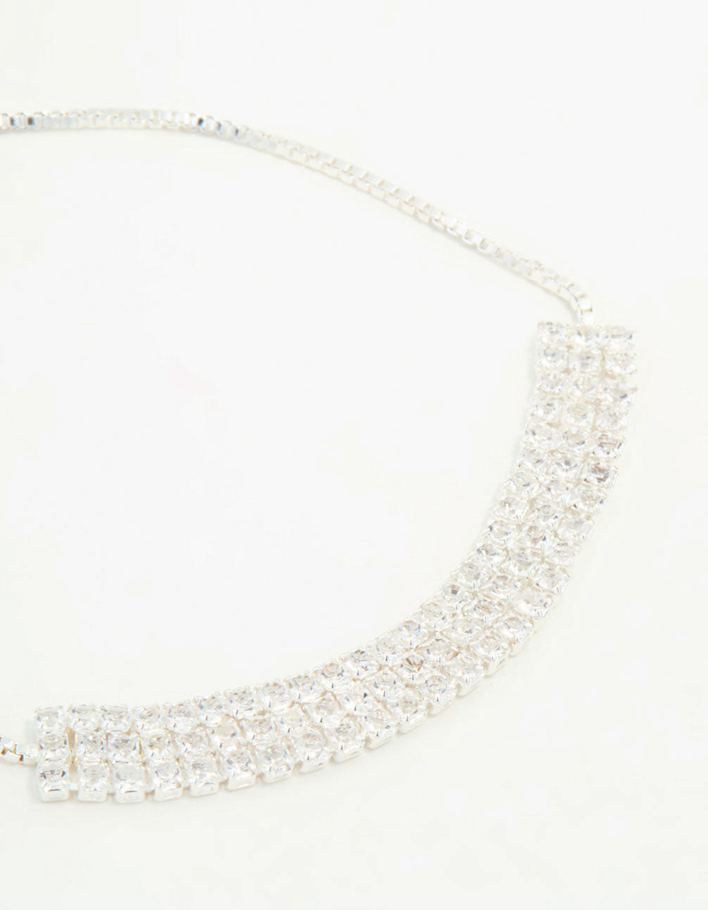 Silver Diamante Thick Cup chain Toggle Bracelet