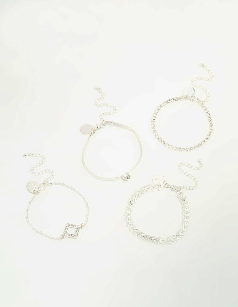 Silver Diamante Vine & Cupchain Toggle Bracelets 4-Pack