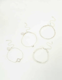 Silver Diamante Vine & Cupchain Toggle Bracelets 4-Pack - link has visual effect only