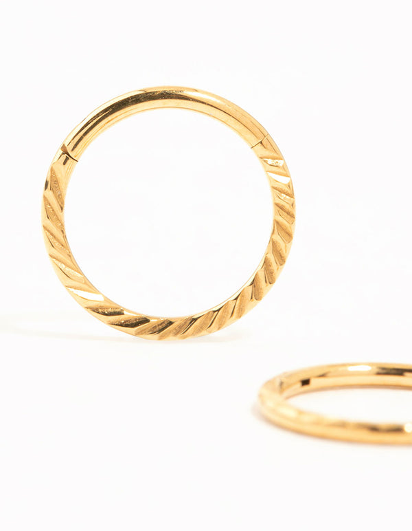 Gold Plated Titanium Flat Twisted Sleeper Earrings