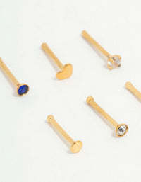 Gold Plated Titanium Heart & Cubic Zirconia Nose Studs 6-Pack - link has visual effect only