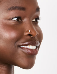 Showcasing titanium mixed diamante nose jewellery in a 6-pack with silver and gold finishes nose view - link has visual effect only