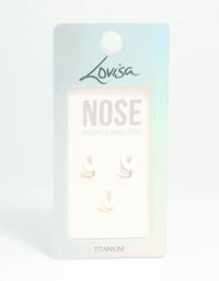 Rose Gold Plated Titanium Light Stone Nose Studs 3-Pack - link has visual effect only