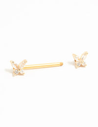 Gold Plated Titanium Cubic Zirconia Butterfly Nipple Bar - link has visual effect only