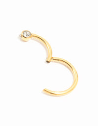 Gold Plated Titanium Bezel Cut Cubic Zirconia Belly Ring - link has visual effect only