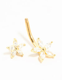 Gold Plated Titanium Double Diamante Daisy Belly Bar - link has visual effect only