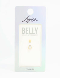 Gold Plated Titanium Bezel Cut Diamante Mini Belly Bar - link has visual effect only