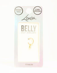 Gold Plated Titanium Cubic Zirconia Pear Charm Belly Ring - link has visual effect only