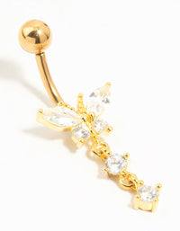 Gold Plated Titanium Cubic Zirconia Butterfly Drop Belly Bar - link has visual effect only