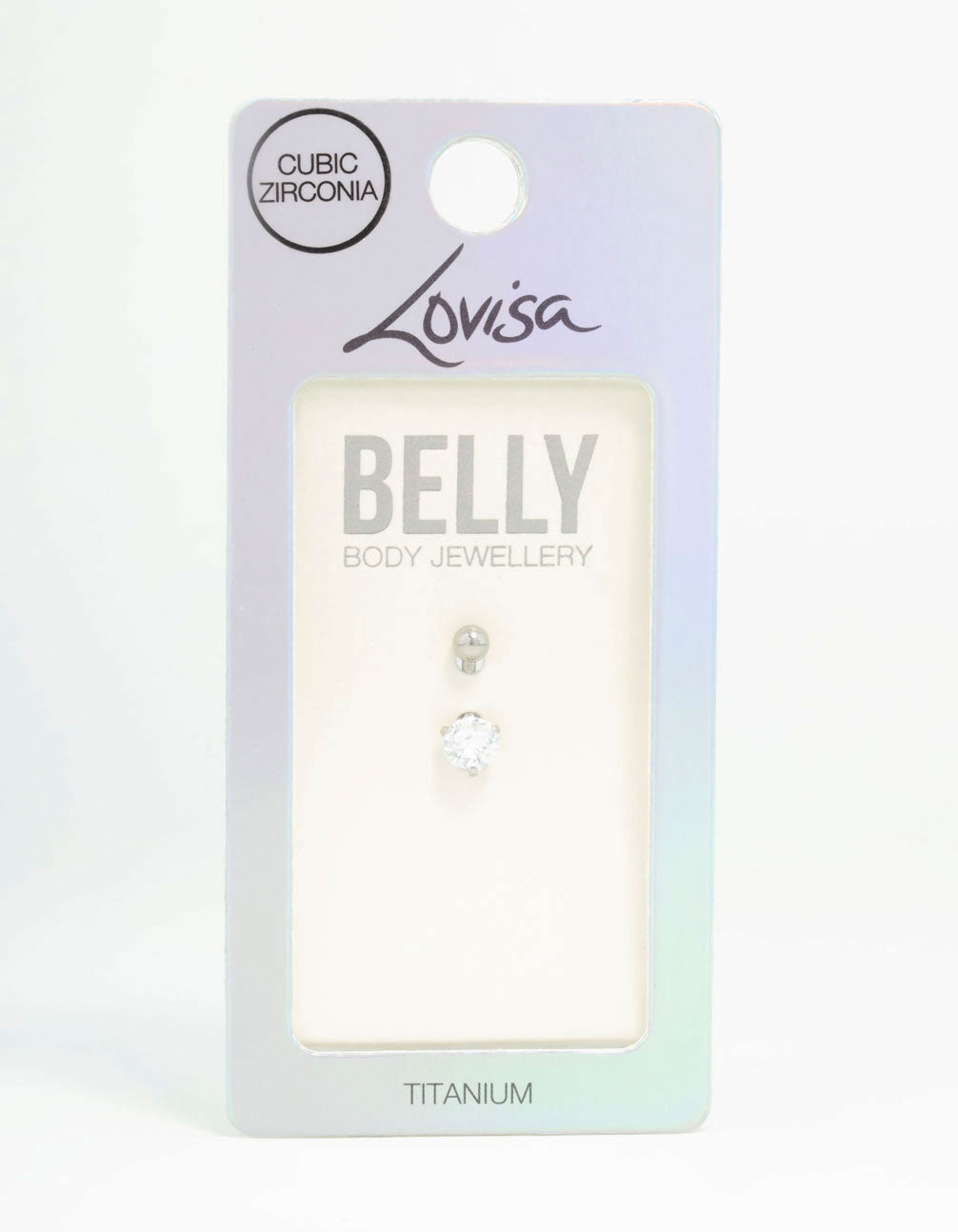 Titanium Round Cubic Zirconia Mini Belly Bar