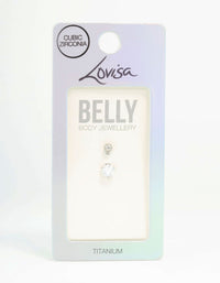 Titanium Round Cubic Zirconia Mini Belly Bar - link has visual effect only