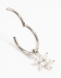 Titanium Cubic Zirconia Flower Charm Belly Ring - link has visual effect only