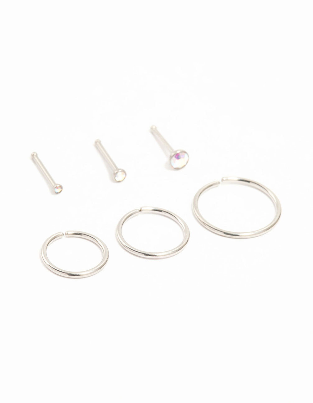 Titanium Fine Graduating Nose Stud & Ring 6-Pack
