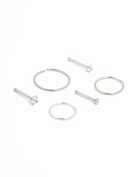Titanium Graduating Cubic Zirconia Nose Piercings 6-Pack - link has visual effect only
