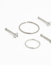 Titanium Graduating Cubic Zirconia Nose Piercings 6-Pack - link has visual effect only