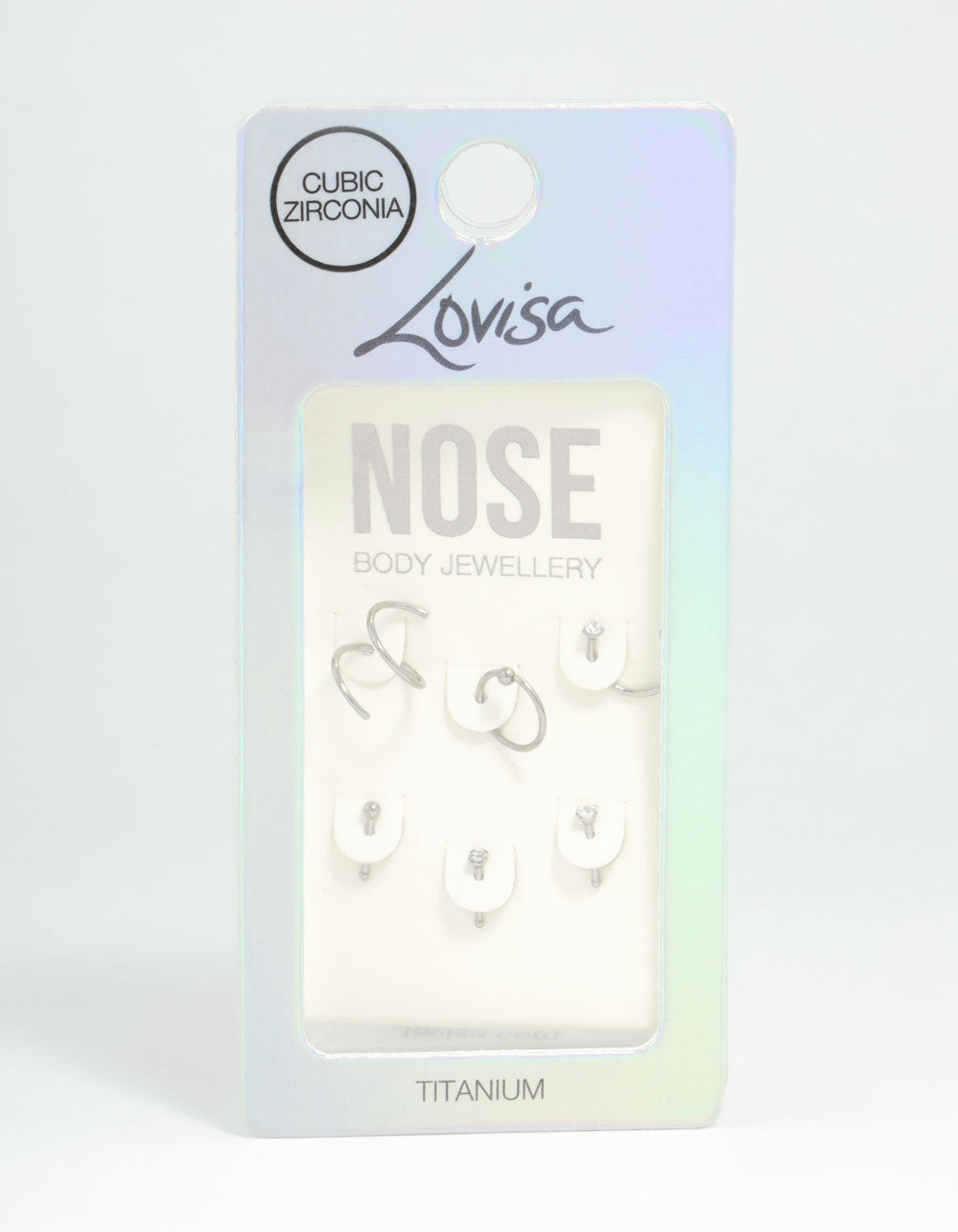 Titanium Cubic Zirconia Nose Piercings 6-Pack