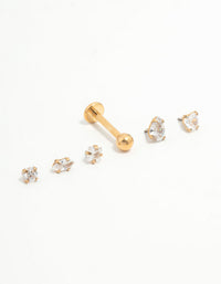 Gold Plated Titanium Mixed Cubic Zirconia Flat Backs 6-Pack - link has visual effect only