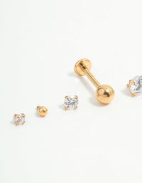 Gold Plated Titanium Polished & Cubic Zirconia Flat Backs 6-Pack - link has visual effect only