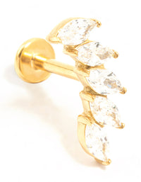 Gold Plated Titanium Cubic Zirconia Leaf Flat Back - link has visual effect only