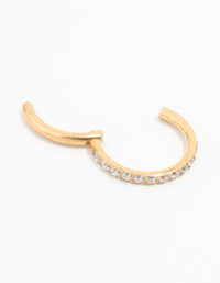 Gold Plated Titanium Fine Pave Cubic Zirconia Band Clicker Ring - link has visual effect only