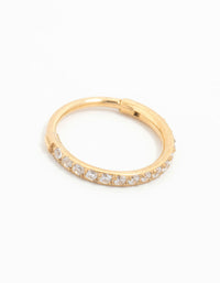 Gold Plated Titanium Pave Cubic Zirconia Band Clicker Ring - link has visual effect only