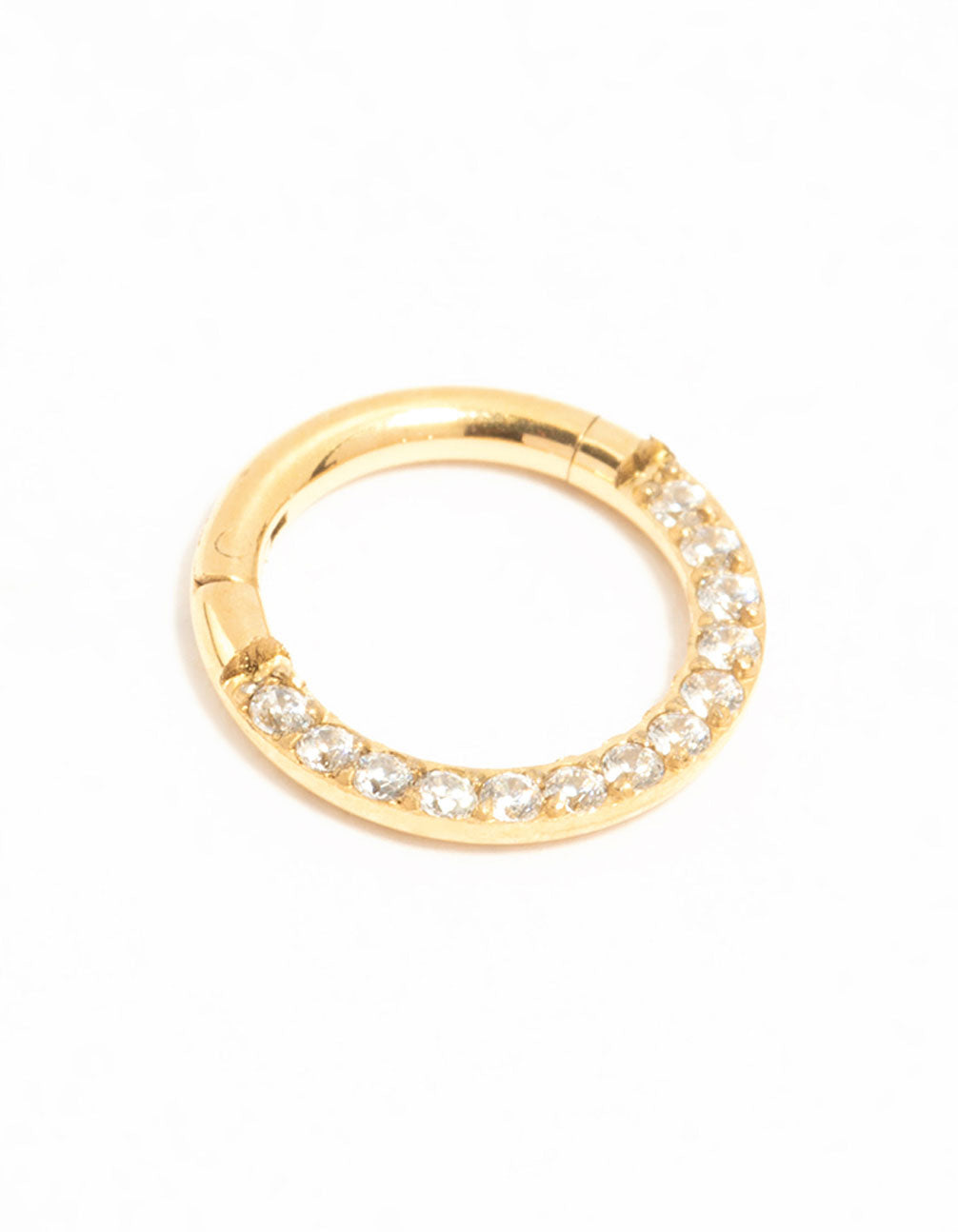 Gold Plated Titanium Cubic Zirconia Clicker Ring 7 mm