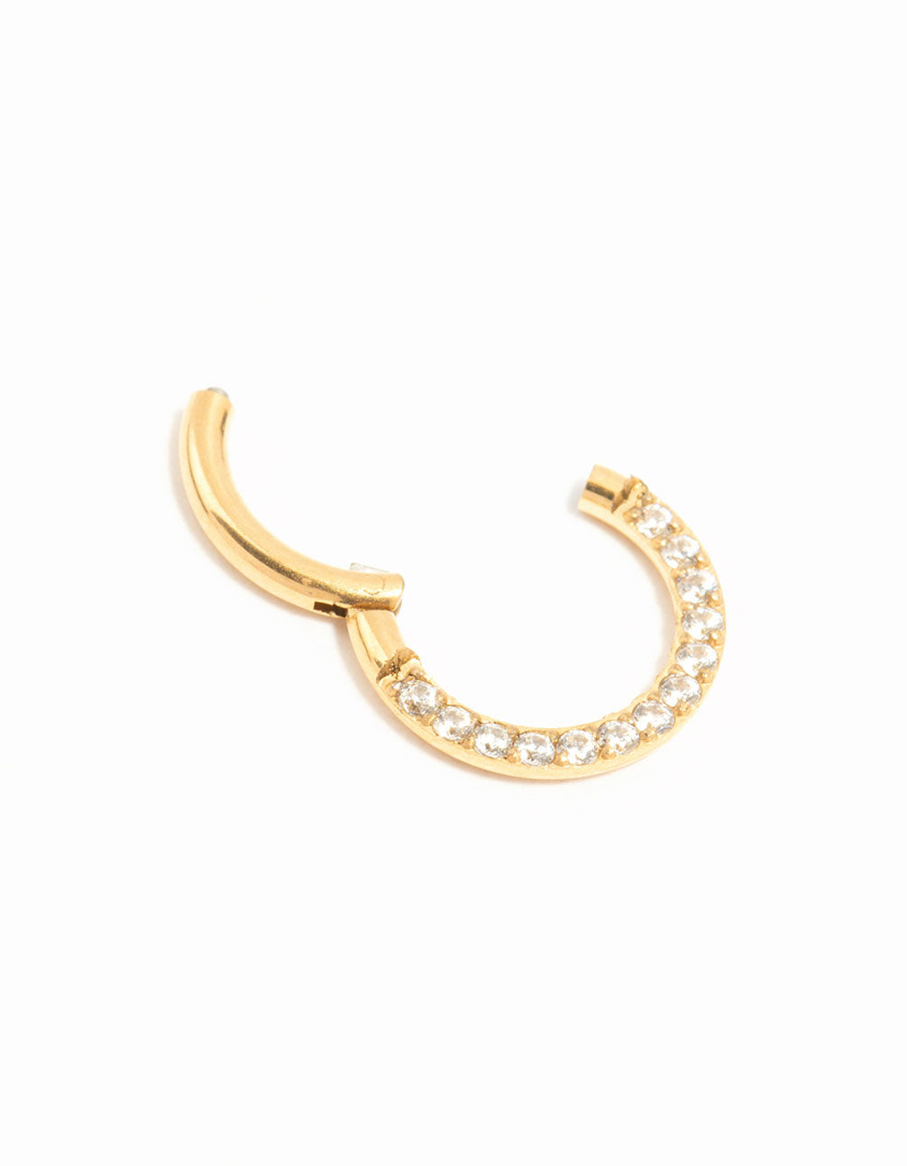 Gold Plated Titanium Cubic Zirconia Clicker Ring 7 mm