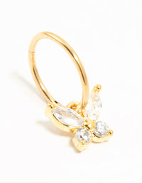 Gold Plated Titanium Cubic Zirconia Butterfly Dangle Clicker Ring - link has visual effect only
