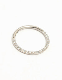 Titanium Cubic Zirconia Clicker Ring - link has visual effect only