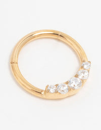 Gold Plated Titanium Diamante Side Clicker Ring - link has visual effect only