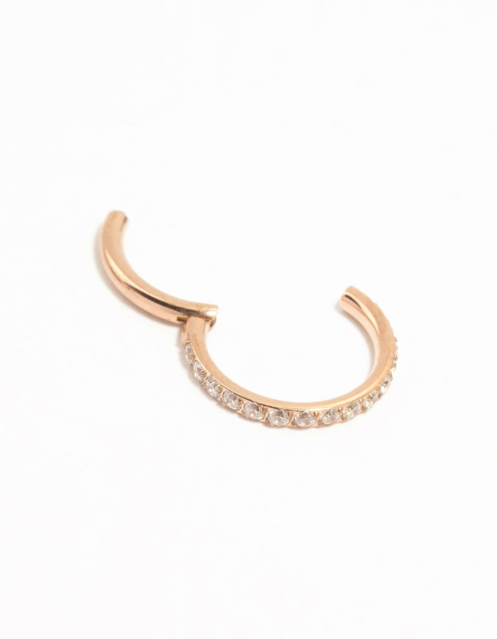 Rose Gold Plated Titanium Diamante Clicker Ring
