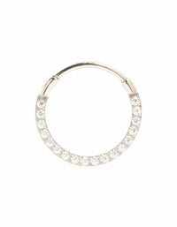 Titanium Cubic Zirconia Clicker Ring 10 mm - link has visual effect only