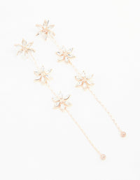 Rose Gold Diamante Flower Trail Drop Earrings - link has visual effect only