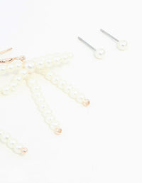 Rose Gold, Pearl & Bow Earrings 3-Pack - link has visual effect only