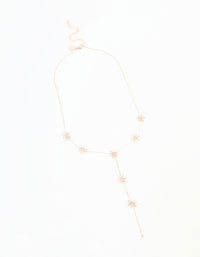 Rose Gold Diamante Flower Trail Y-Necklace - link has visual effect only
