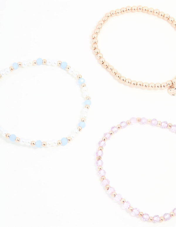 Rose Gold Beaded Bracelets 5-Pack