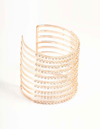 Rose Gold Diamante Band Caged Wrist Cuff - link has visual effect only