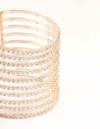 Rose Gold Diamante Band Caged Wrist Cuff - link has visual effect only