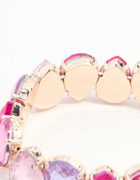 Rose Gold Pink & Purple Pear Shaped Diamante Stretch Bracelet - link has visual effect only