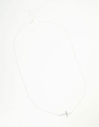 Sterling Silver Large Horizontal Cubic Zirconia Cross Necklace - link has visual effect only