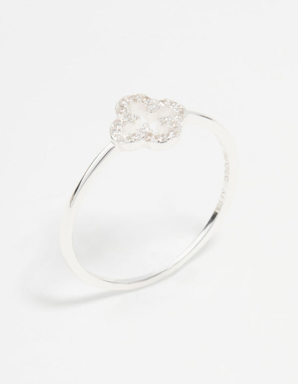 Sterling Silver Cubic Zirconia Flower Ring