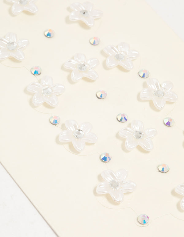 Pearlised Flower Hair Gems