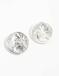 Silver Crinkle Circle Stud Earrings - link has visual effect only