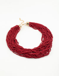 Red Beaded Layered Necklace - link has visual effect only