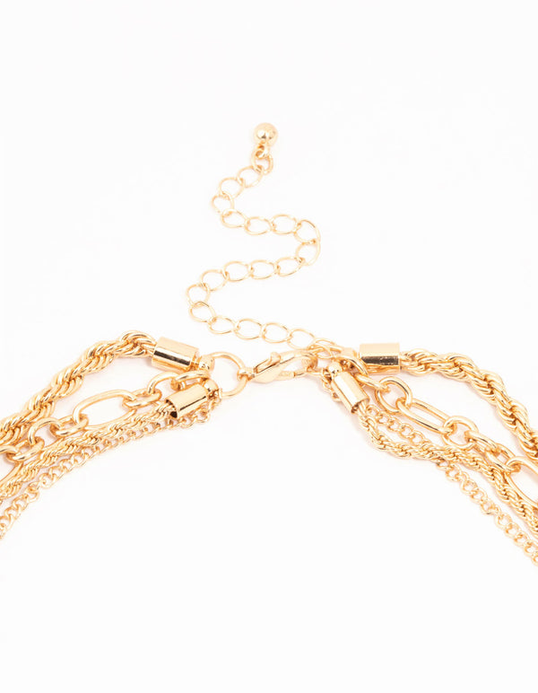 Gold Cross Hearts & Cross Layered Necklace