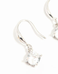 Silver Round Cubic Zirconia Drop Earrings - link has visual effect only