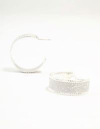 Silver Wide Glitter Hoop Earrings - link has visual effect only