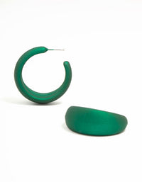 Green Coated Metal Pearlised Hoop Earrings - link has visual effect only