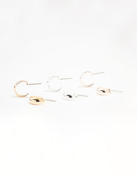 Clean Mixed Metals Hoop Earrings 3-Pack - link has visual effect only
