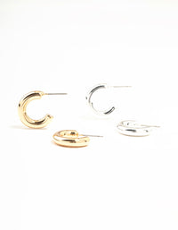 Mixed Metal Clean Chubby Hoop Earrings 2-Pack - link has visual effect only